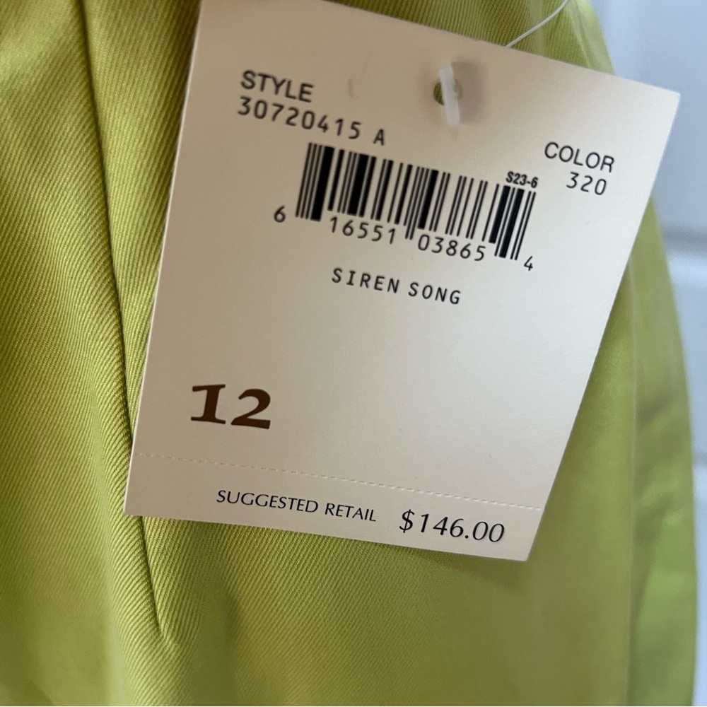 Dana Buchman Lime Green 100% Silk Button-Up Blazer & Skirt Set Belted Sz 12 NWT - Picture 10 of 16
